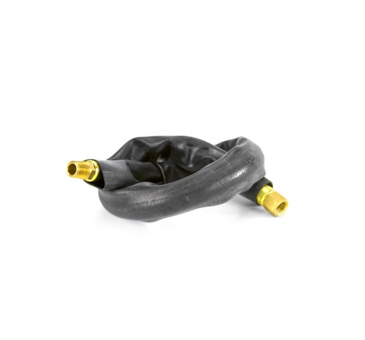 MT-RSR 14329 coiled exhaust hose with brass 1 4 inch NPT fittings on white background
