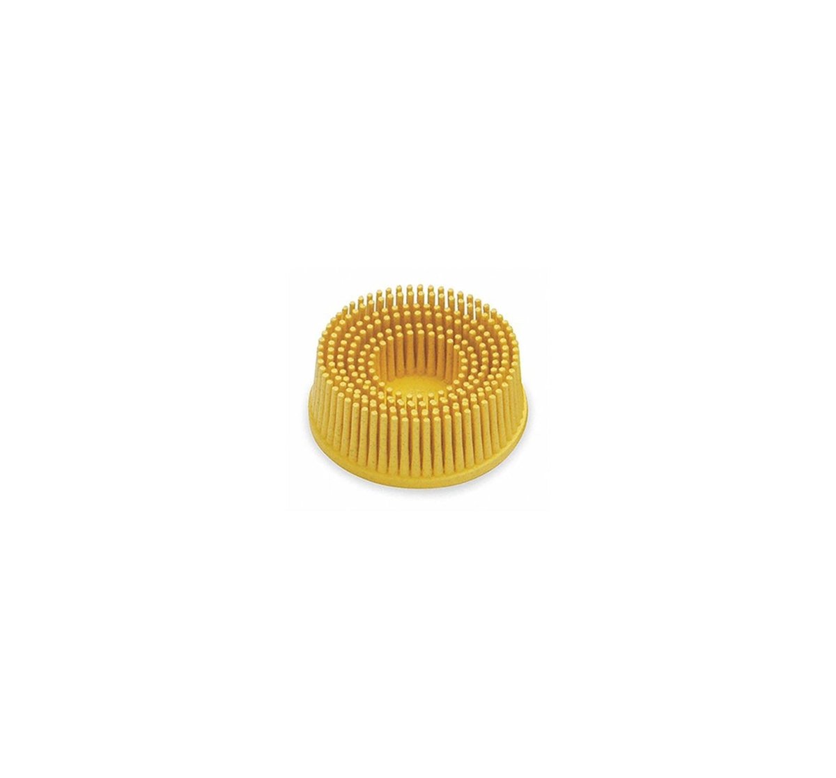 3M 07525 yellow 2 inch bristle disc with center hole on white background
