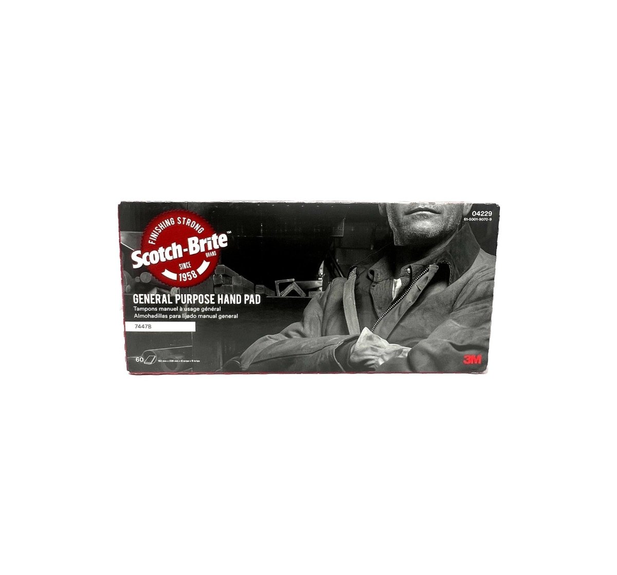 3M 3M-7447B Scotch-Brite Hand Pads, Maroon, 6" x 9", 60/Box