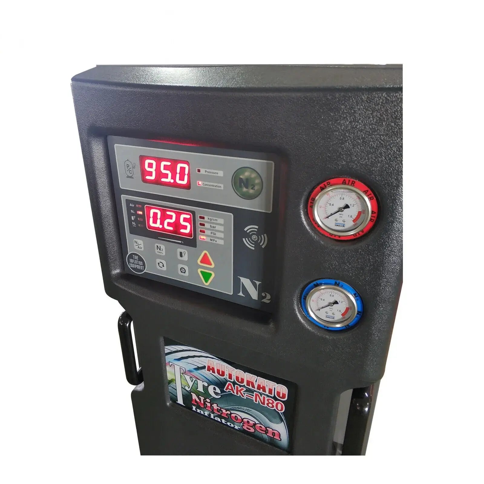 Digital control panel and pressure gauges on Katool KT-N80 nitrogen machine