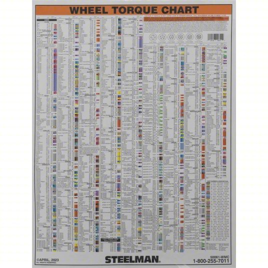 STEELMAN JS-50061-WMC Steelman Torque Stick Wheel Torque Extension Chart