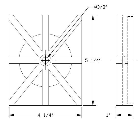 MT-RSR 6528-4 Rectangular Rubber Pad Kit, 5.25" x 4.25" x 1", 4-Pack