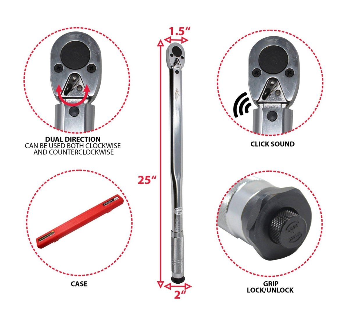 nstruction graphic for K-TOOL K-72102 torque wrench showing correct and incorrect usage icons.