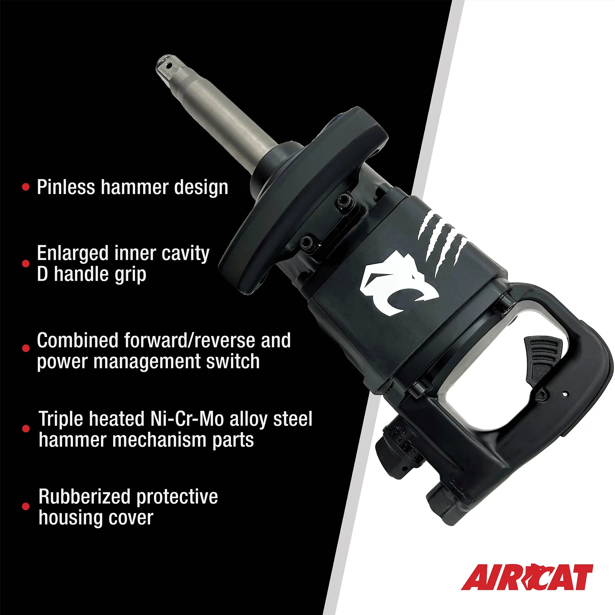 AIRCAT ACA-1992A 1" Impact Wrench, 6" Extended Anvil, 1,800 ft-lb Torque