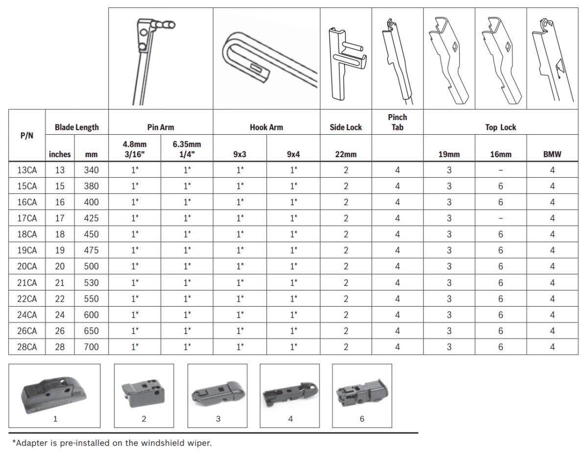 BOSCH BOS-16CA 16 Inch Clear Advantage Wiper Blade, Beam Technology