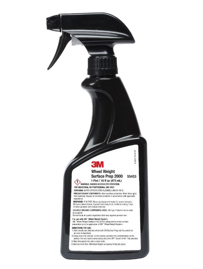 3M 55453 Wheel Weight Surface Prep 2000, 16 oz Spray Bottle with Scotch-Brite Pad