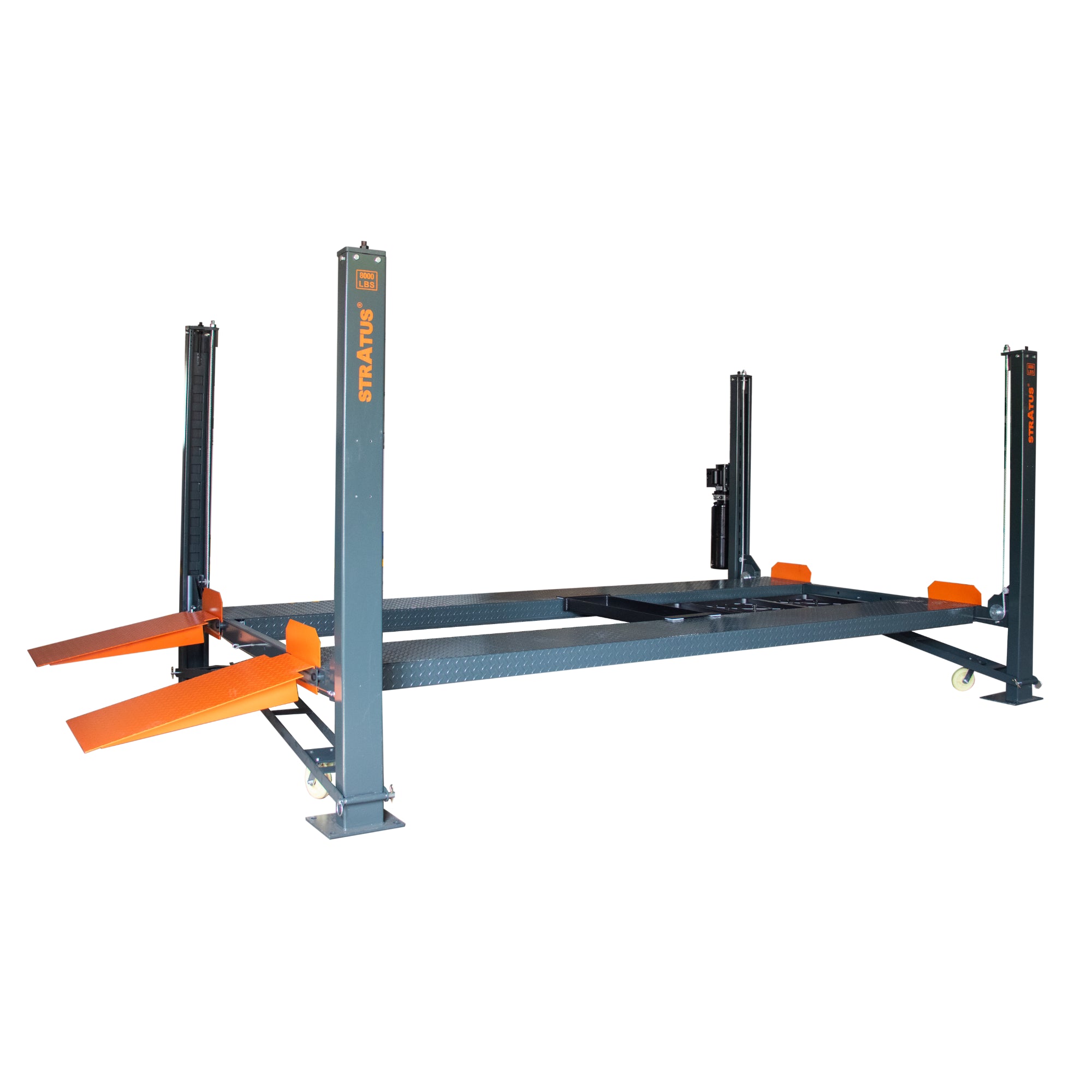 Stratus 4 Post-Lift 8,000 lbs Capacity Manual Release Storage Car Lift With Castors, SAE-P48-G3