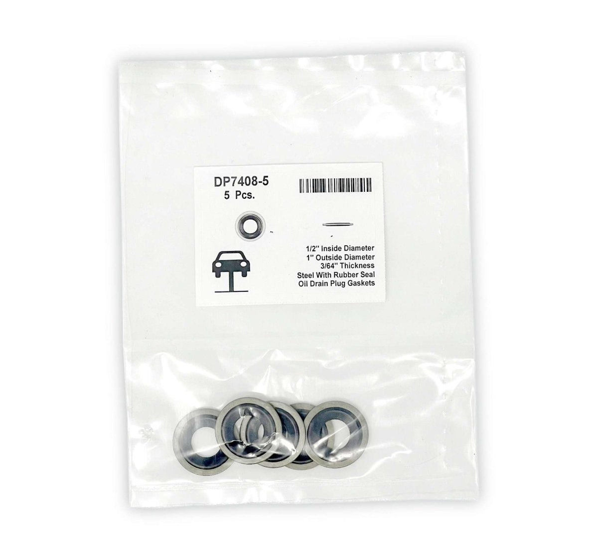 MT-RSR DP7408-5 Steel Oil Drain Plug Gasket, 1/2" ID, 1" OD, 3/64" Thick (Pack of 5)