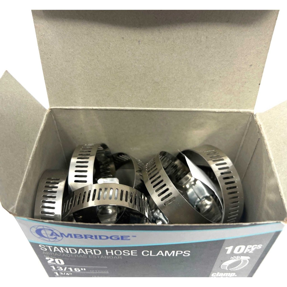 MT-RSR HC2-20E #20 Standard Hose Clamp, 13/16" to 1-3/4" (Box of 10)