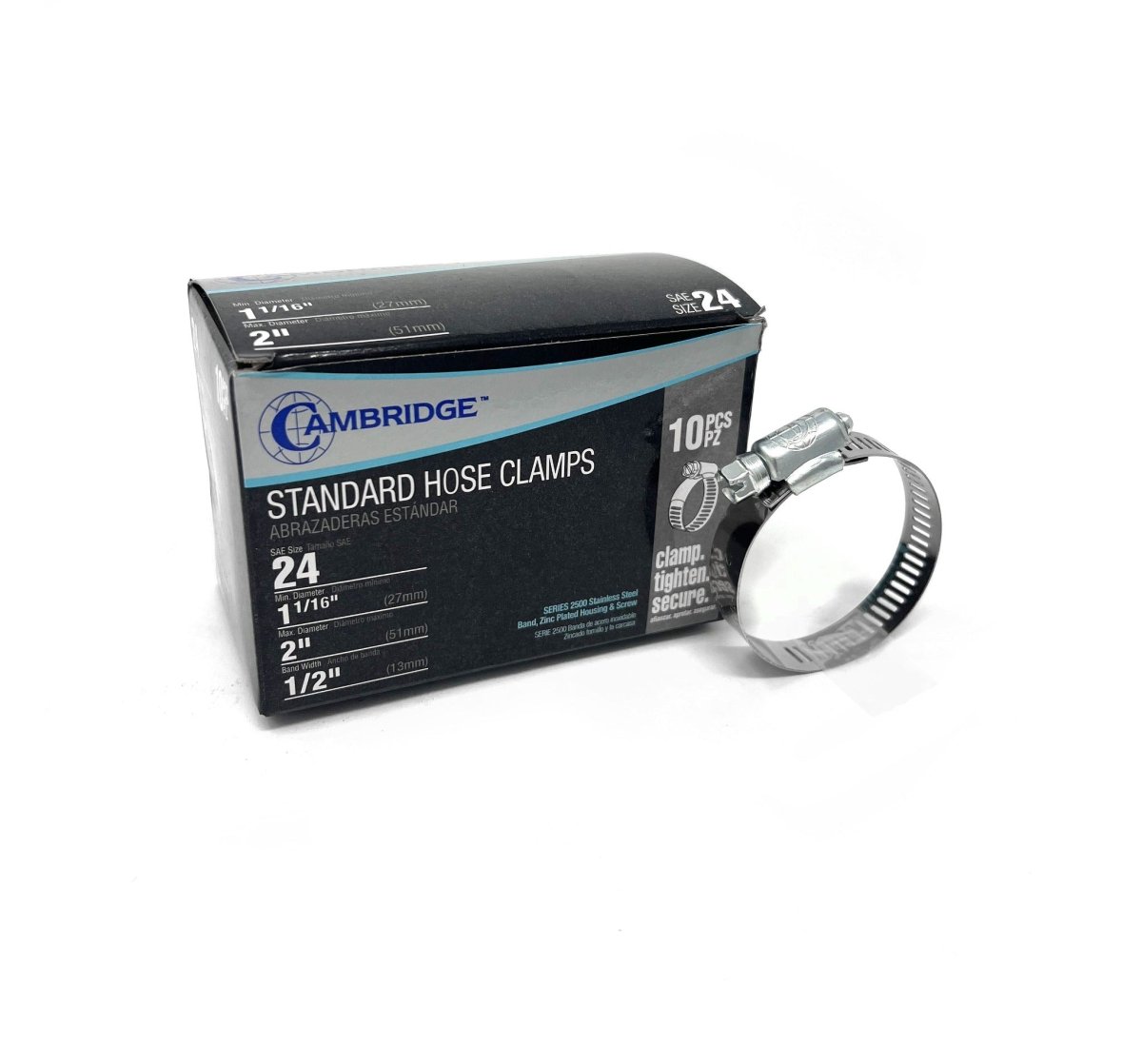 MT-RSR HC2-24E Standard Hose Clamp, 1-1/16" to 2" (Box of 10)