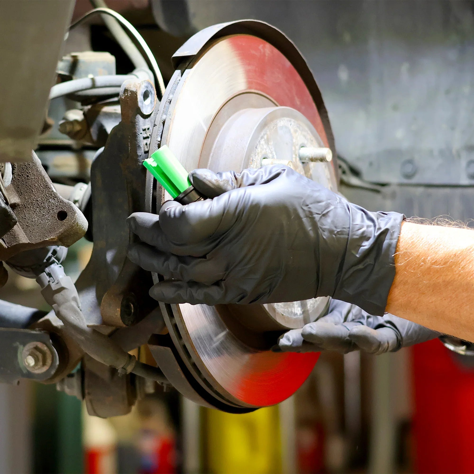 MILTON STC71000 Hold-A-Rotor Brake Rotor Securing Tool, 12mm & 14mm Studs, Hands-Free Lock, Oil & Grease Resistant