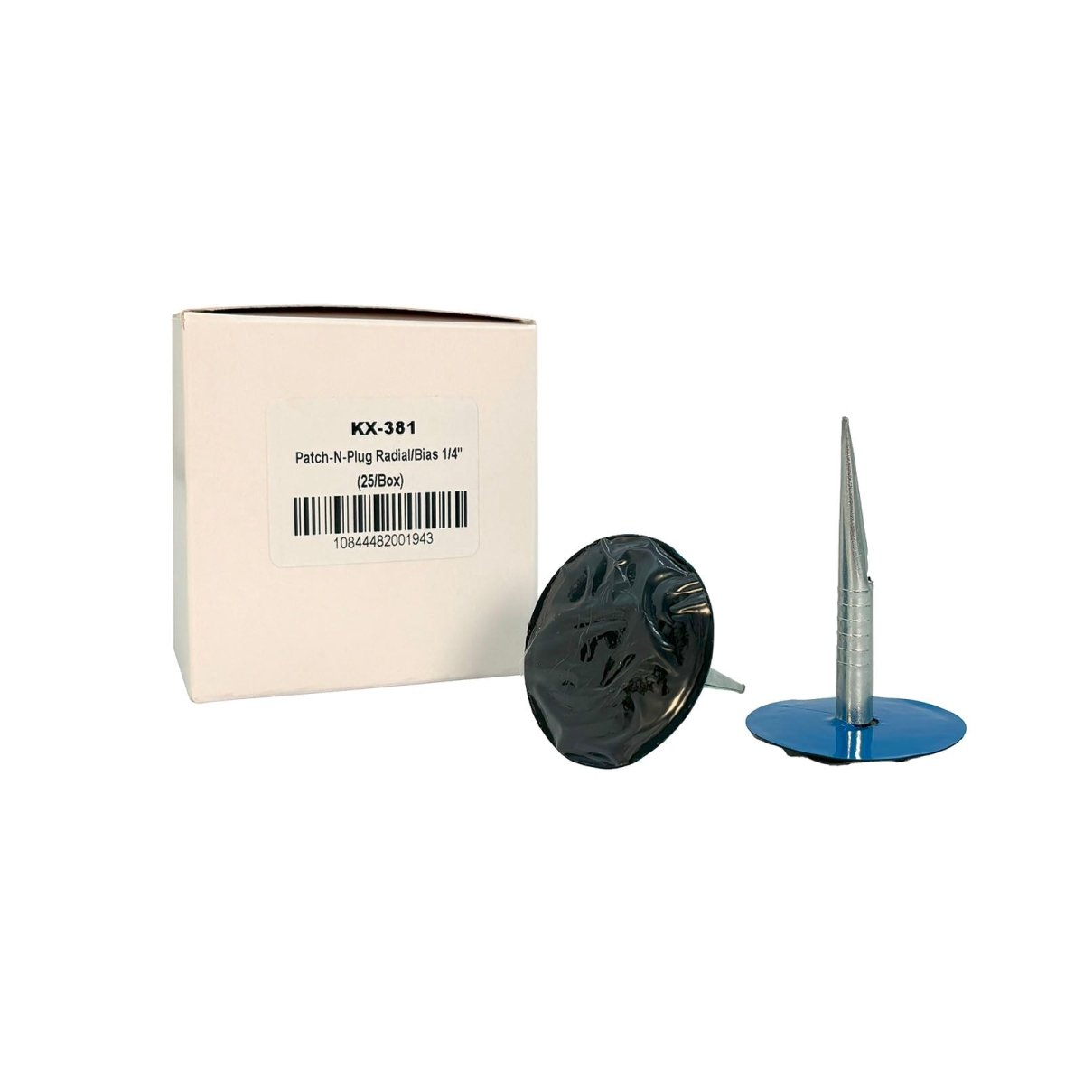 KEX KEX-381 Universal Combi-Unit Tire Repair Patch, 1/4" Stem, 1-7/8" Round (25/Box)