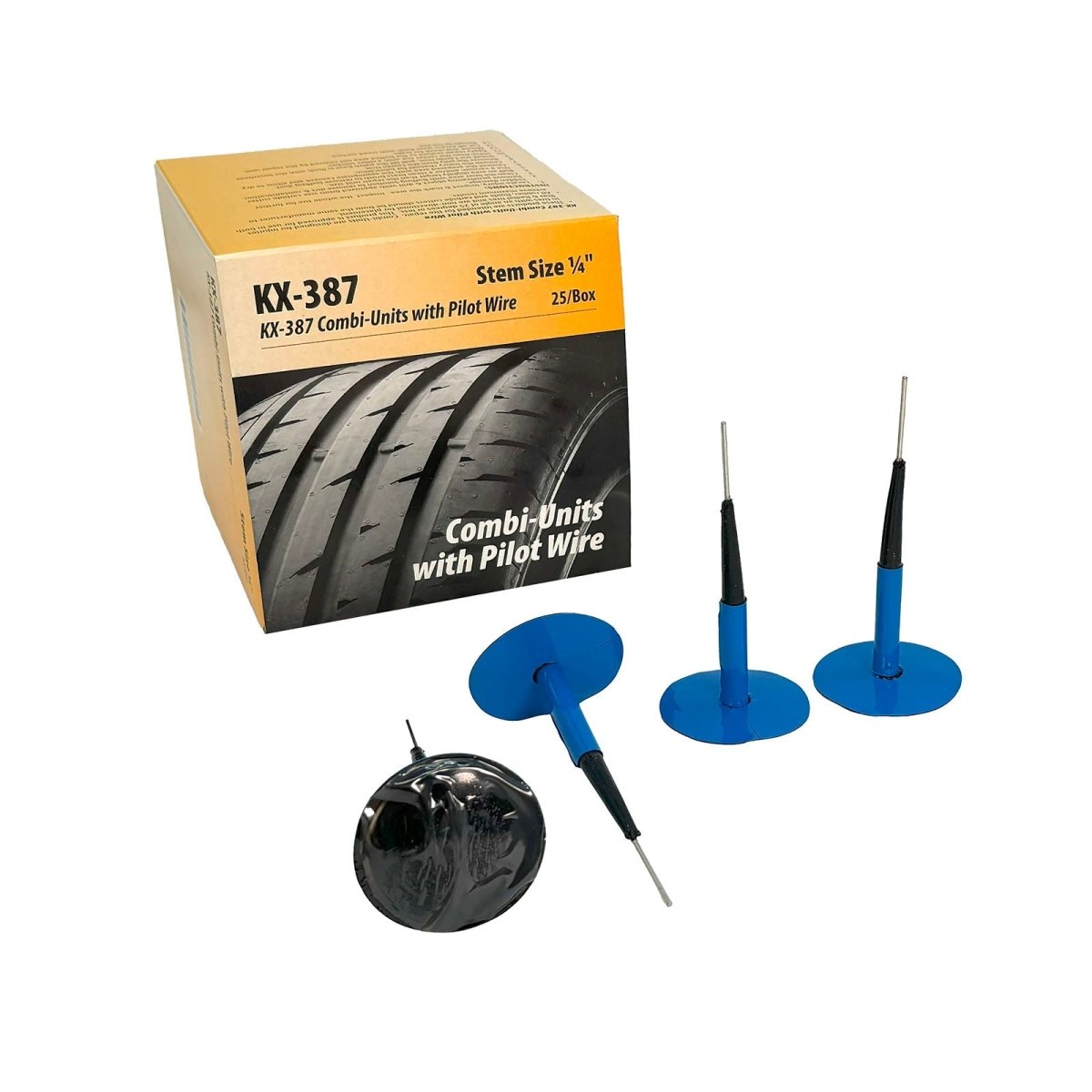 KEX KEX-387 Universal Combi-Unit Tire Repair Patch, 1/4" Stem, 2" Round (Box of 25)
