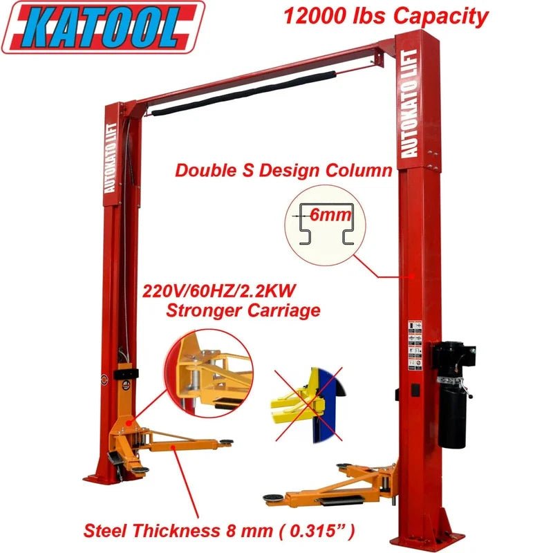 Overall height and width technical dimensions diagram for KT-M120 lift
