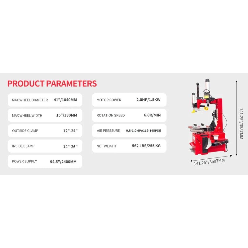 Katool KT-T830 – Tire Changer (Wheel Clamp, Assist Arms)