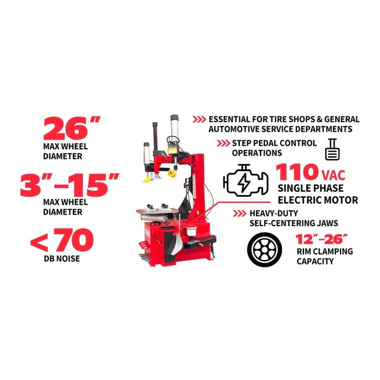 Katool KT-T830 – Tire Changer (Wheel Clamp, Assist Arms)