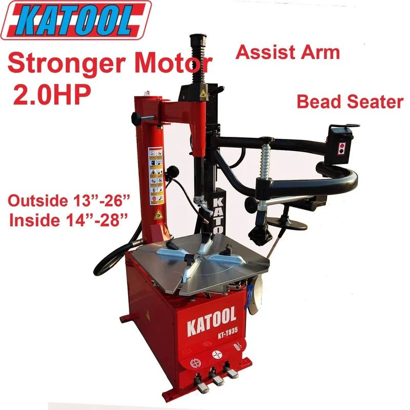 Katool KT-T835 – Tire Changer (Wheel Clamp, Assist Arms)