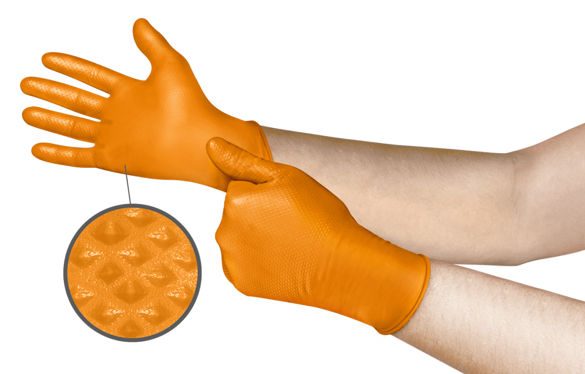 MT-RSR 36-10A1-100XXL Nitrile Gloves, 5mil Mega Texture, Orange, XX-Large (100/Box)