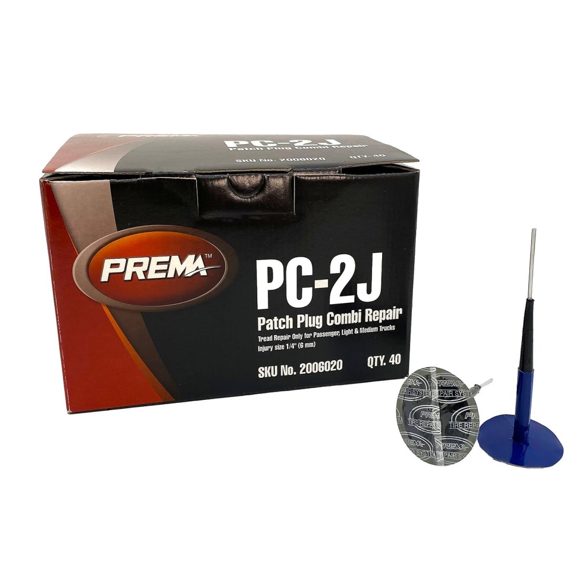 PREMA PRE-PC-2J Combi-Unit Repair Patch, Universal, Lead Wire, 1/4" Injury, 1-7/8" Round Patch (Box of 40)