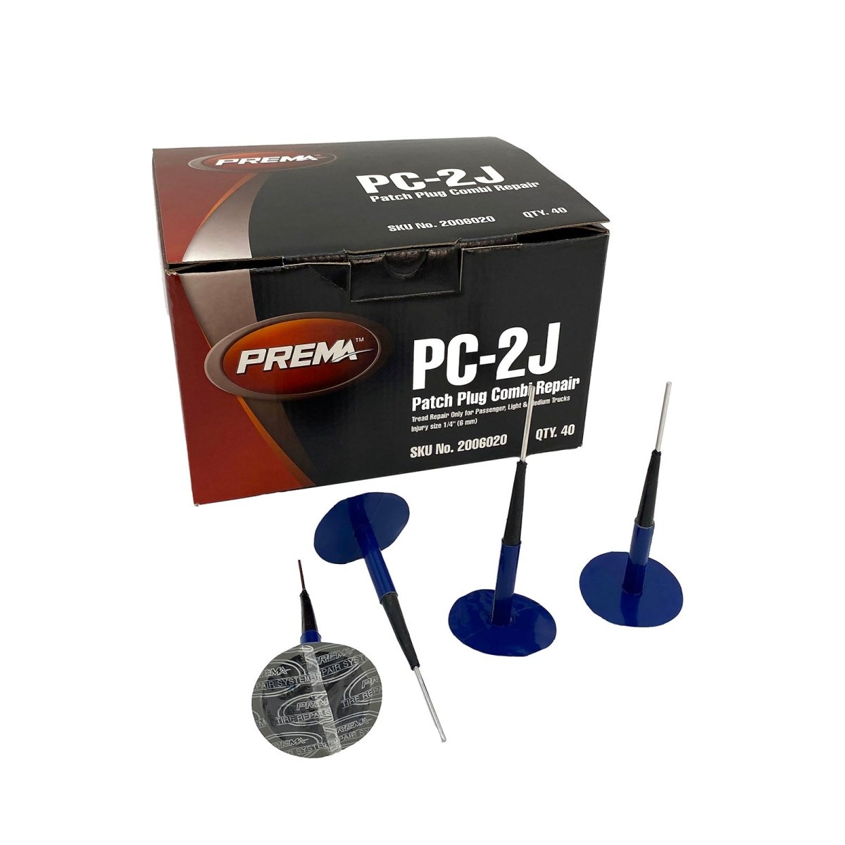 PREMA PRE-PC-2J Combi-Unit Repair Patch, Universal, Lead Wire, 1/4" Injury, 1-7/8" Round Patch (Box of 40)