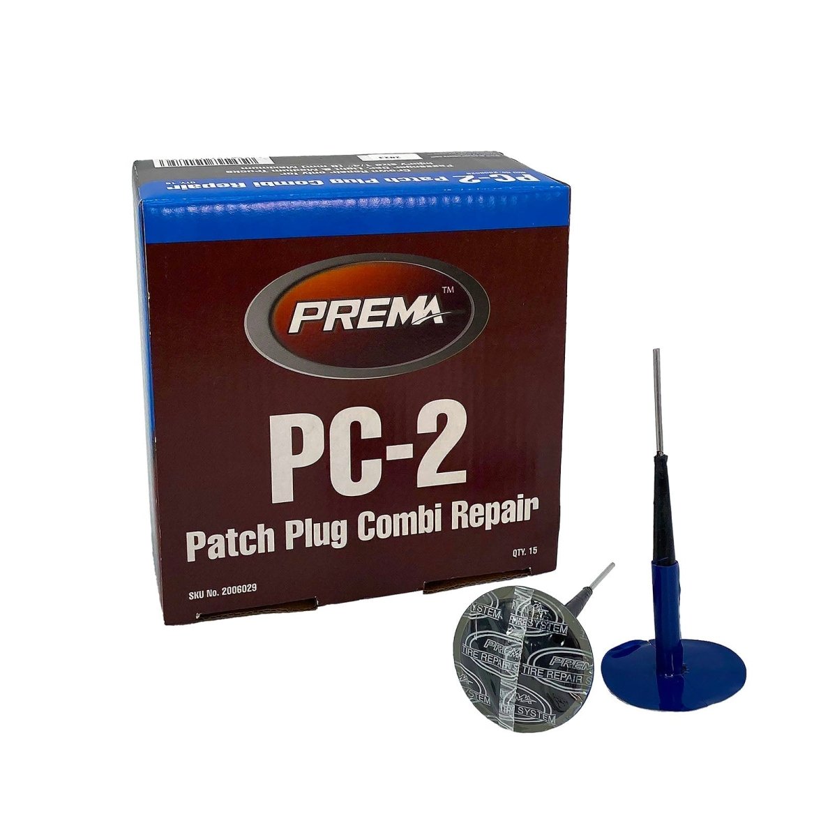 PREMA PRE-PC-2 Combi-Unit Tire Repair Patch, Universal, Lead Wire, 1/4" Injury, 1-7/8" Round Patch (Box of 15)