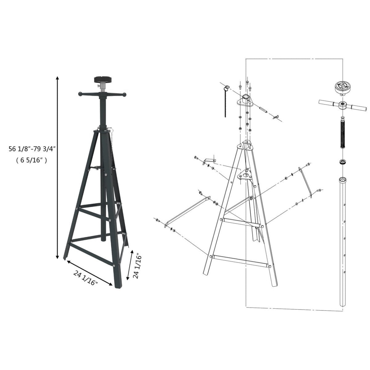 Stratus Car Lift Tripod Jack Stand, SAE-JS7