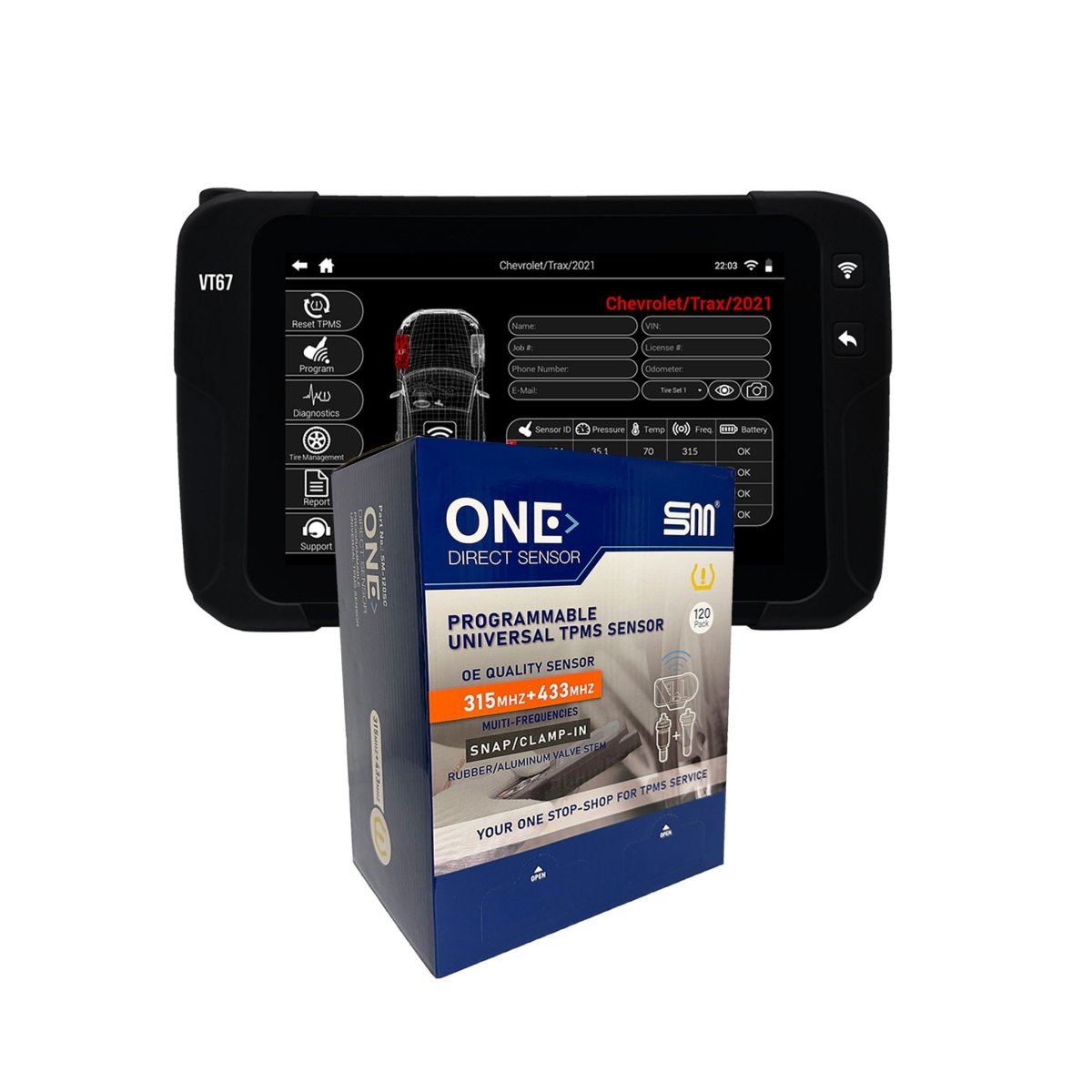 SIMING SM-VT67-120SCKIT TPMS Tool & Sensor Kit, ATEQ VT67 TPMS Tool + 120 "One-Direct" TPMS Sensor Kit