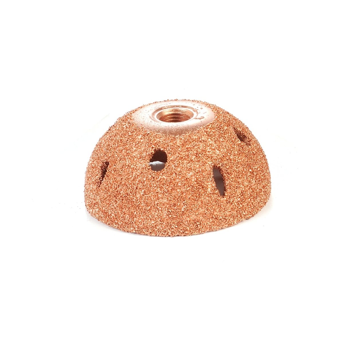 XTRA SEAL 2-inch dome-shaped buffing wheel with brown abrasive surface and central hole shown on white background.