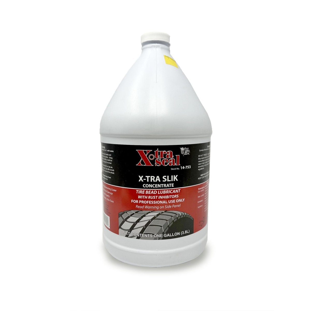 White 1-gallon container of XTRA SEAL X-tra SLIK Bead Lube with red and black label shown on white background.