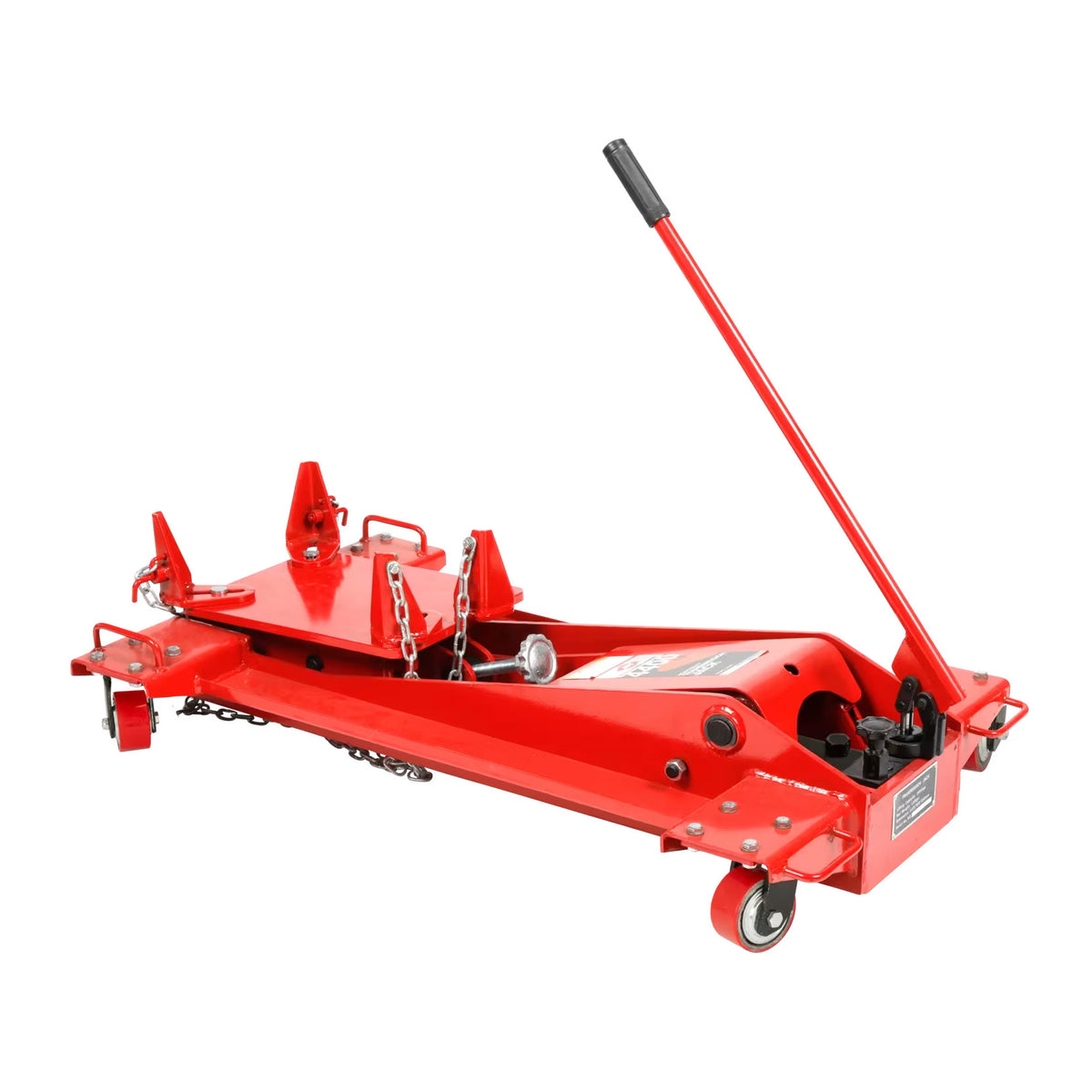 AFF 3180A transmission jack in lowered position with handle and wheels