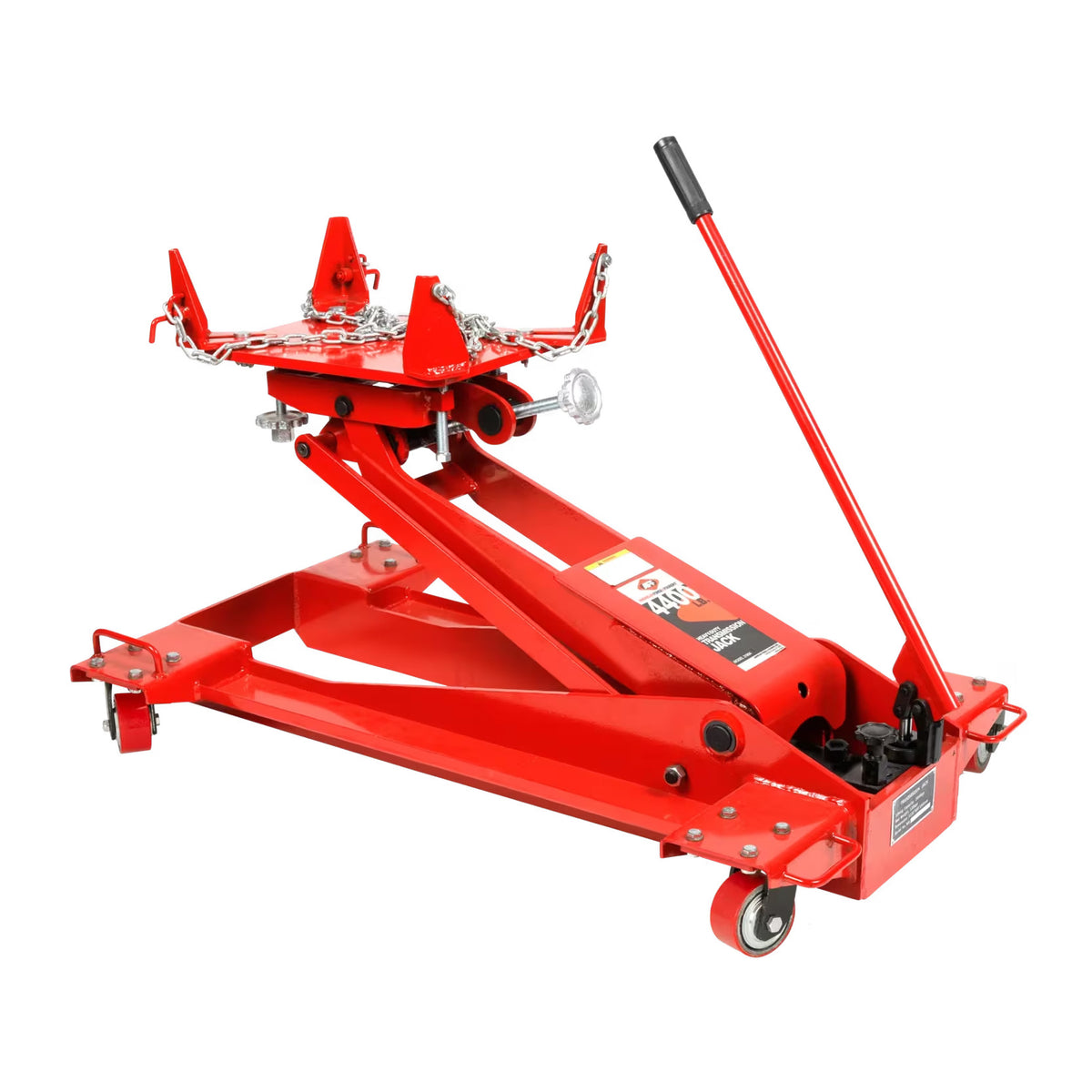 AFF 3180A 4,400 lb heavy-duty transmission jack with adjustable saddle and long handle