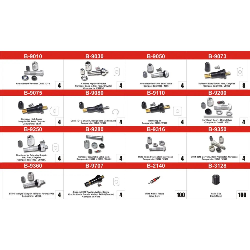 BARTEC RS-SVCKIT-040, TPMS Service Kit Assortment (60 Pcs)