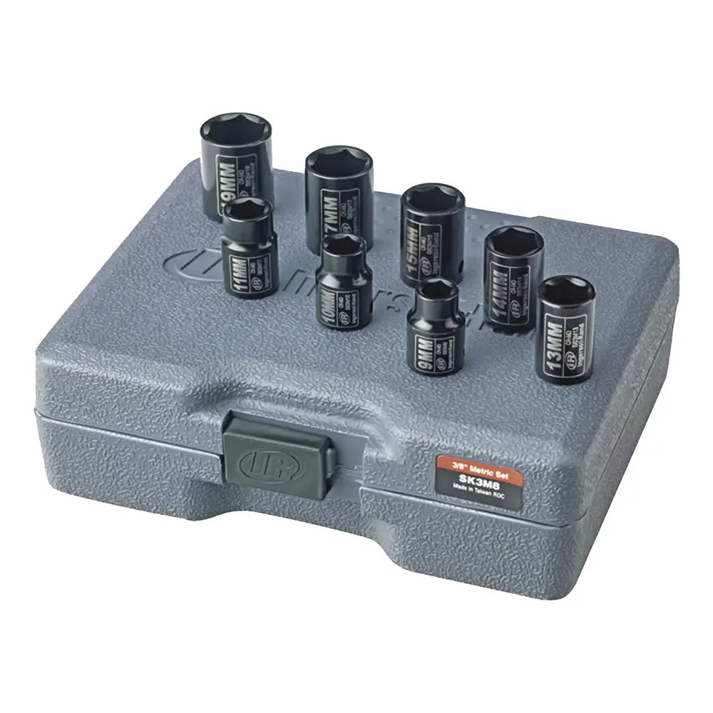 INGERSOLL RAND SK3MB 3/8" Dr Metric Impact Socket Set with Plastic Case (8 pcs)
