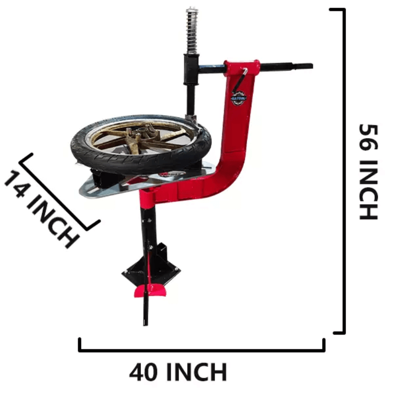 Katool KT-MOTO1001 motorcycle tire changer with dimensions 40 x 14 x 56 inches
