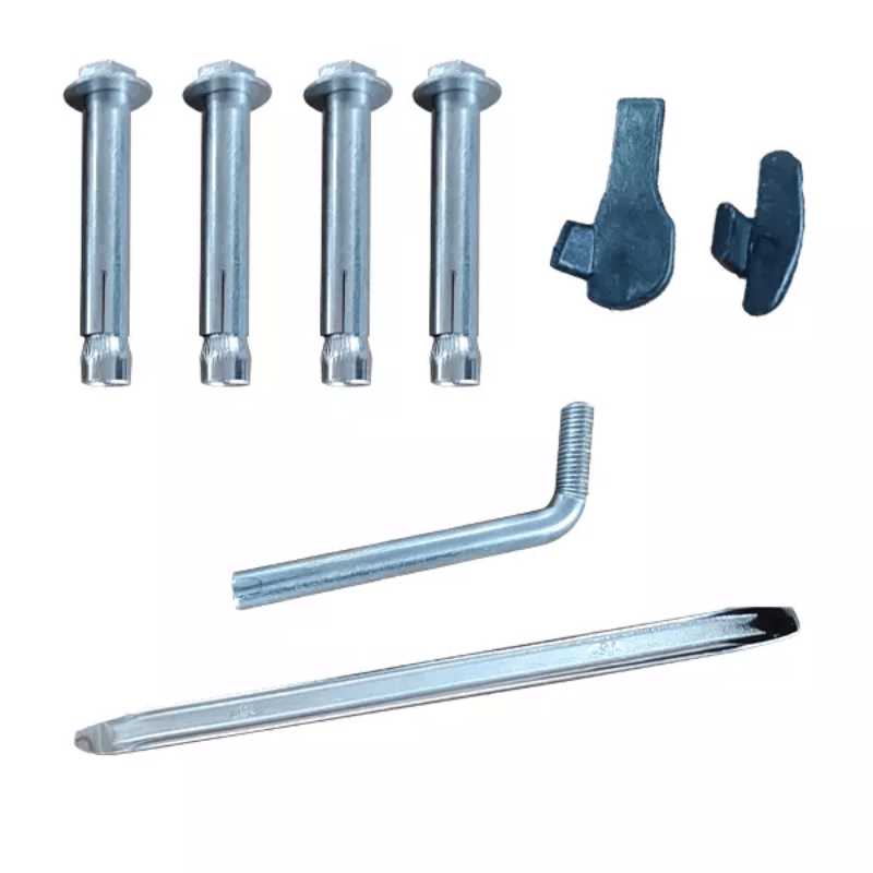 Katool KT-MOTO1001 motorcycle tire changer tool kit with bolts, bead breaker attachments, and tire irons