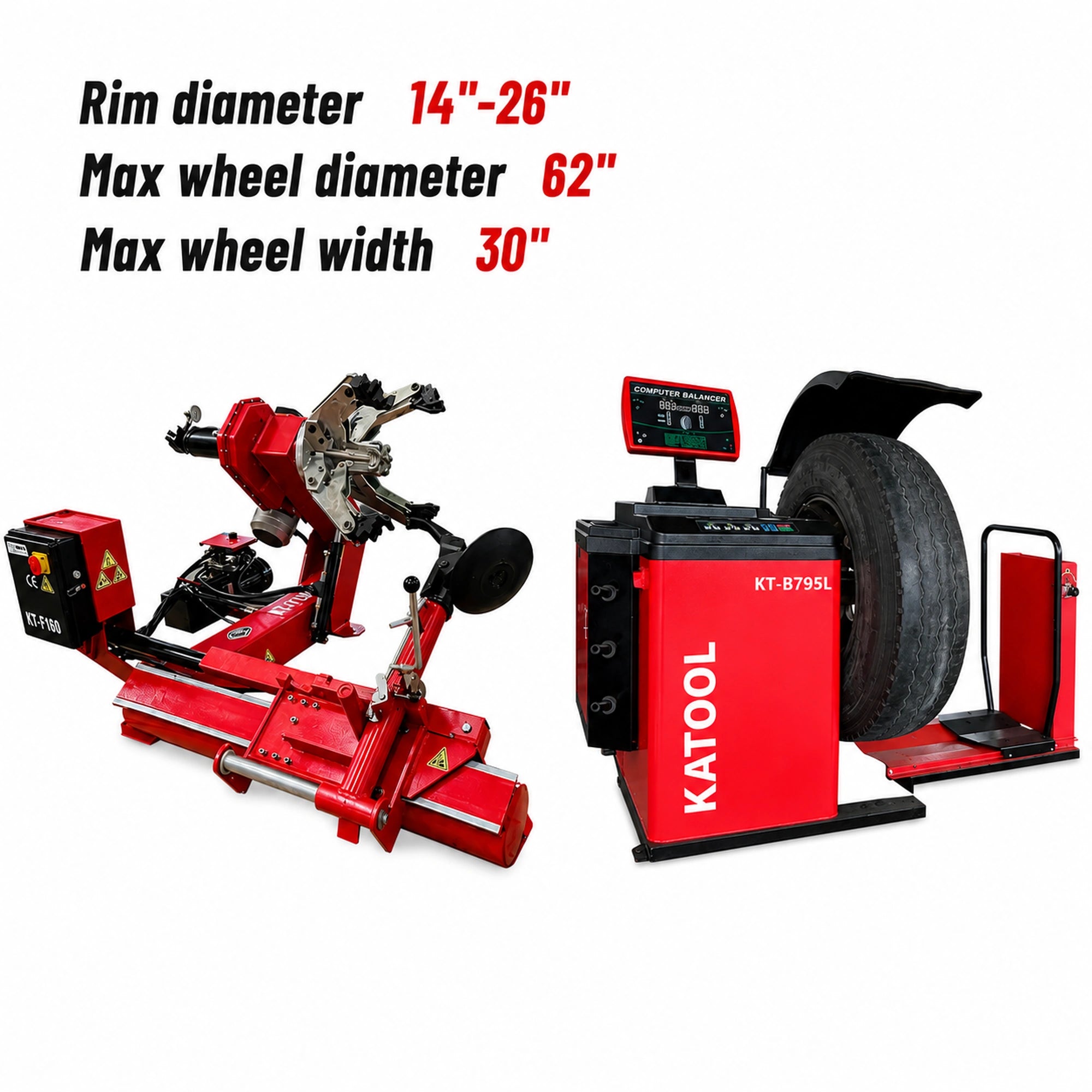 Katool KT-T160 + KT-B795L - Truck Tire Changer and Balancer Combo