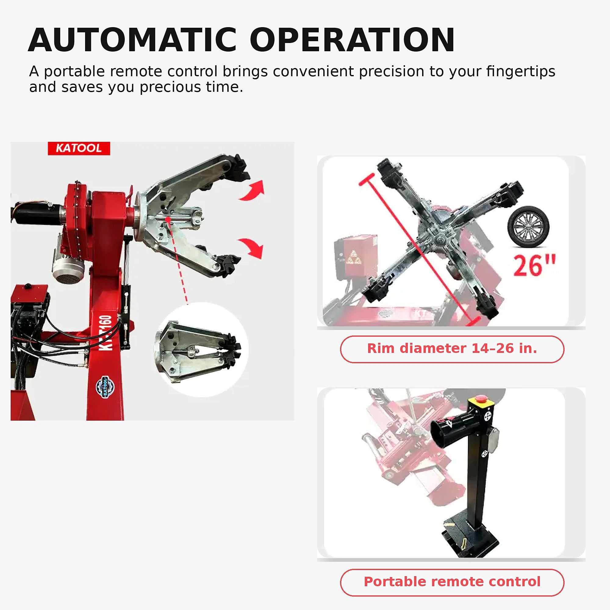 Katool KT-T160 - Truck Tire Changer (62 in, Heavy-Duty)