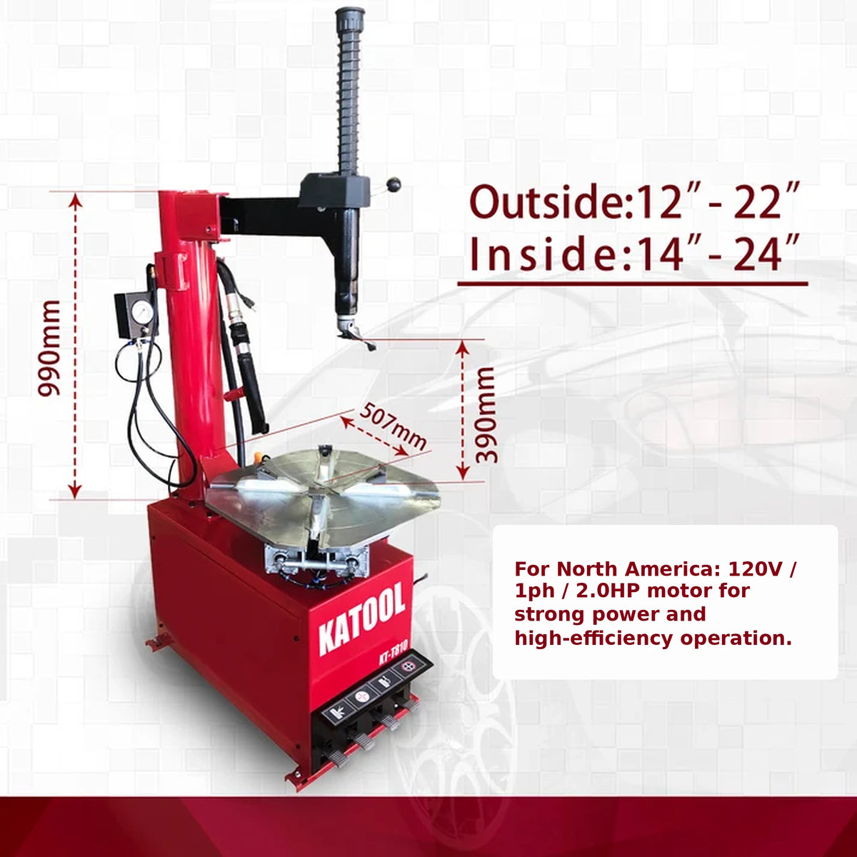 Katool KT-T810 - Tire Changer (Swing-Arm, Bead Blaster)