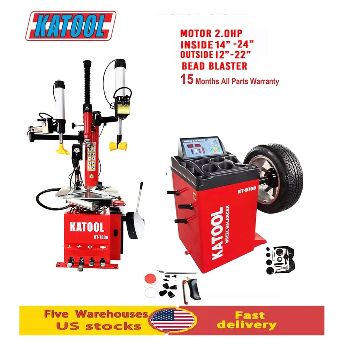 Katool KT-T830 + KT-B700 - Tire Changer and Balancer Combo