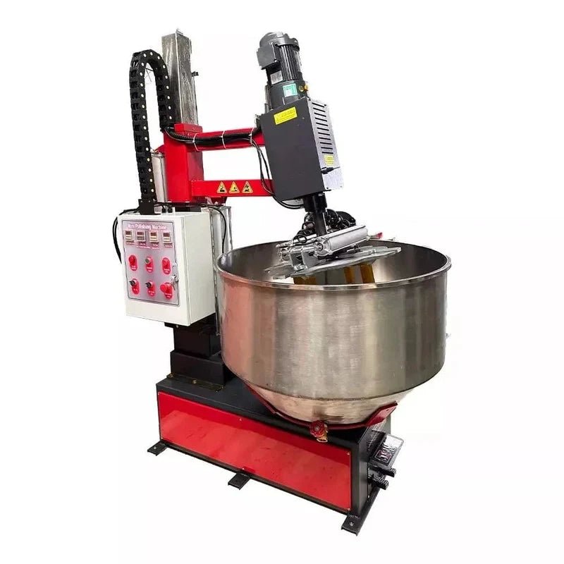 Katool RPM-80 Rim Polishing Machine hero view showing full unit with red frame, control panel, motor arm, and large stainless steel polishing drum