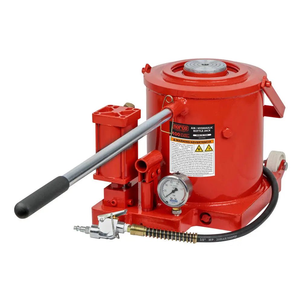 NORCO 76399 100 TON HYDRAULIC BOTTLE JACK, AIR & MANUAL OPERATION