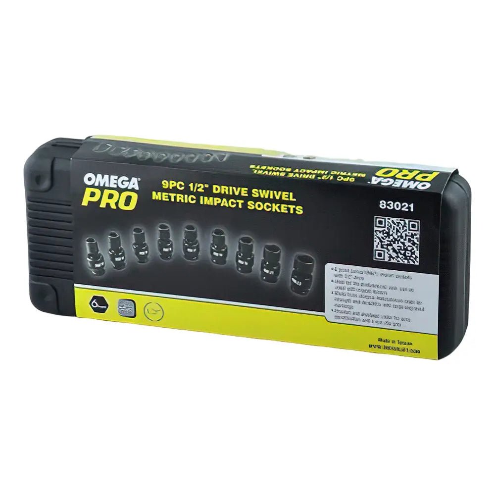 OMEGA 83021 1/2" Dr. Swivel Metric Impact Socket Set, 9 pcs