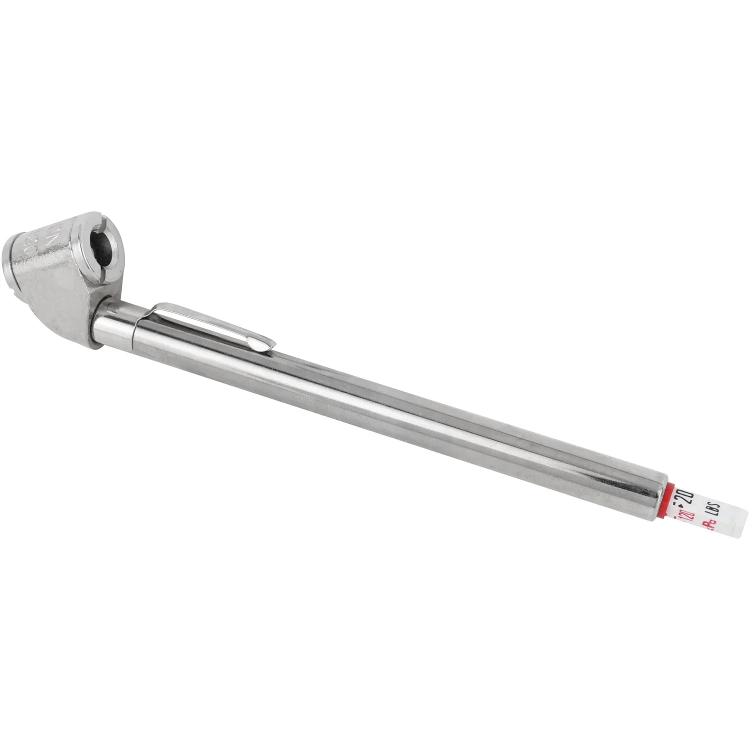 Full view of MILTON S-927 dual foot pencil air gauge with nickel plated brass finish.