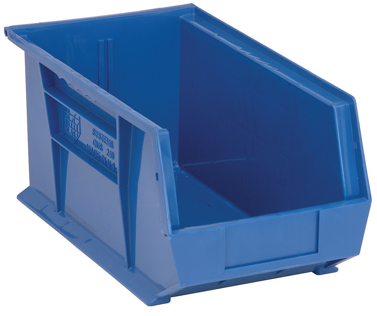 QUANTUM STORAGE QS-240BL-12 Stack and Hang Bin Set, 14.75" x 8.25" x 7" – Blue (12-Pack)