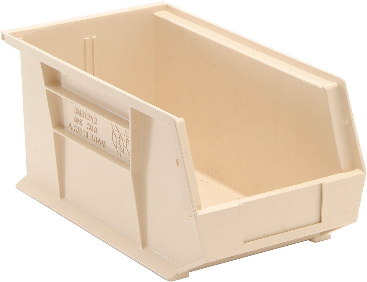 QUANTUM STORAGE QS-240IV-12 Stack and Hang Storage Bins, 14.75" x 8.25" x 7", Ivory (12-Pack)
