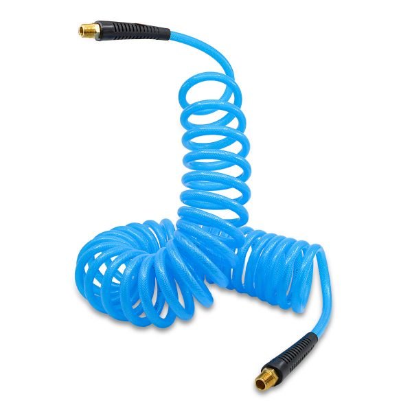 BLU-BIRD PUBR1415 Coiled Polyurethane Air Hose, 1/4" x 15', 300 PSI