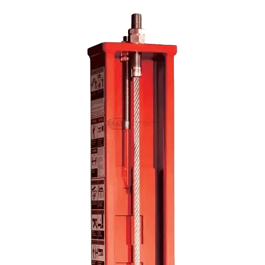 Red hydraulic cylinder showcasing internal shaft mechanism for Rotary SMO14EL2 14k four-post lift