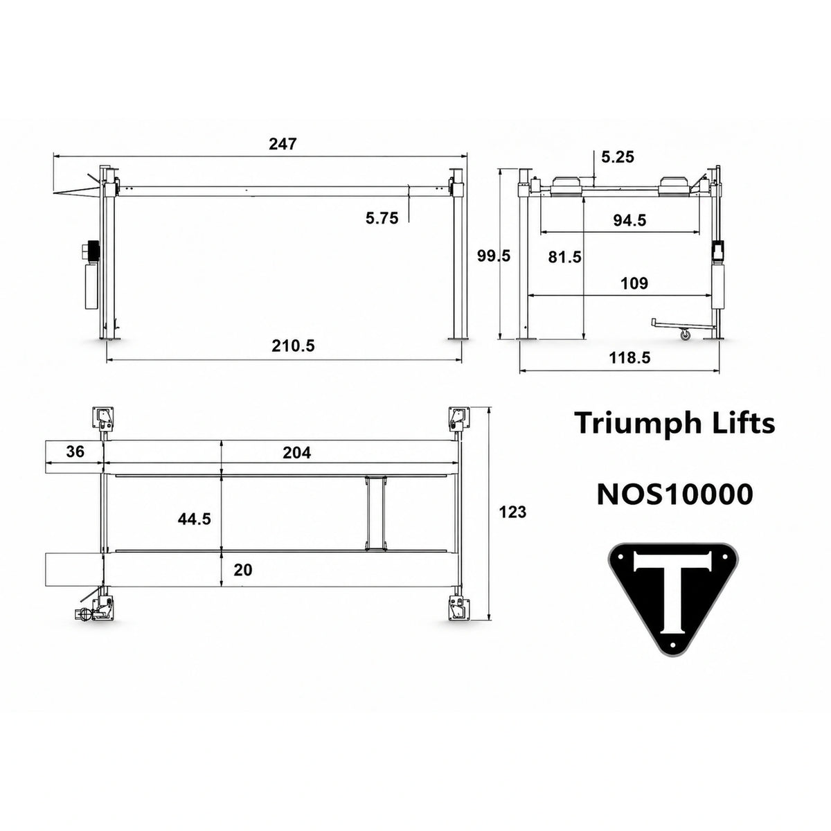 Triumph NOS10000 10,000 lb 4 Post Car Lift