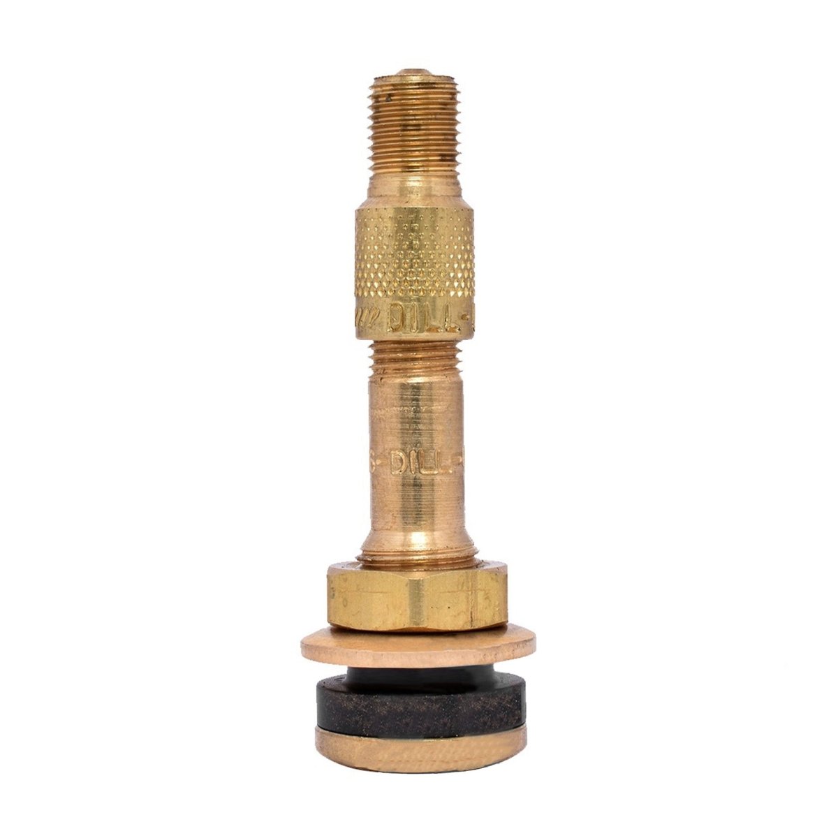 DILL VS-902K Tire Valve for Ford, Inflate Thru Cap, Brass, Straight, 1.96"