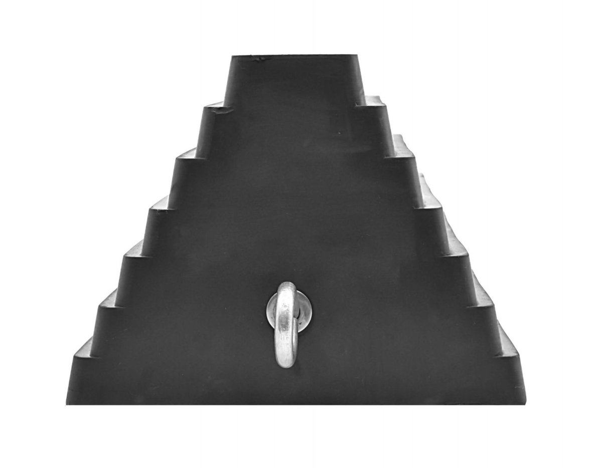 BLU-BIRD BBRWC01 Heavy-Duty Rubber Wheel Chock, Double-Sided Pyramid, Eyebolt